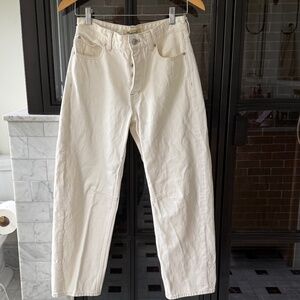 Madewell Darted Barrel-Leg Jeans, White, 24.